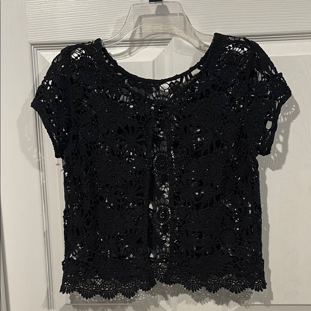 NEW! Black Crochet Short-Sleeve Women's Bolero
